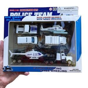 Police Team Die Cast Toy Vehicles 6 Piece Set Metal & Plastic New In Package